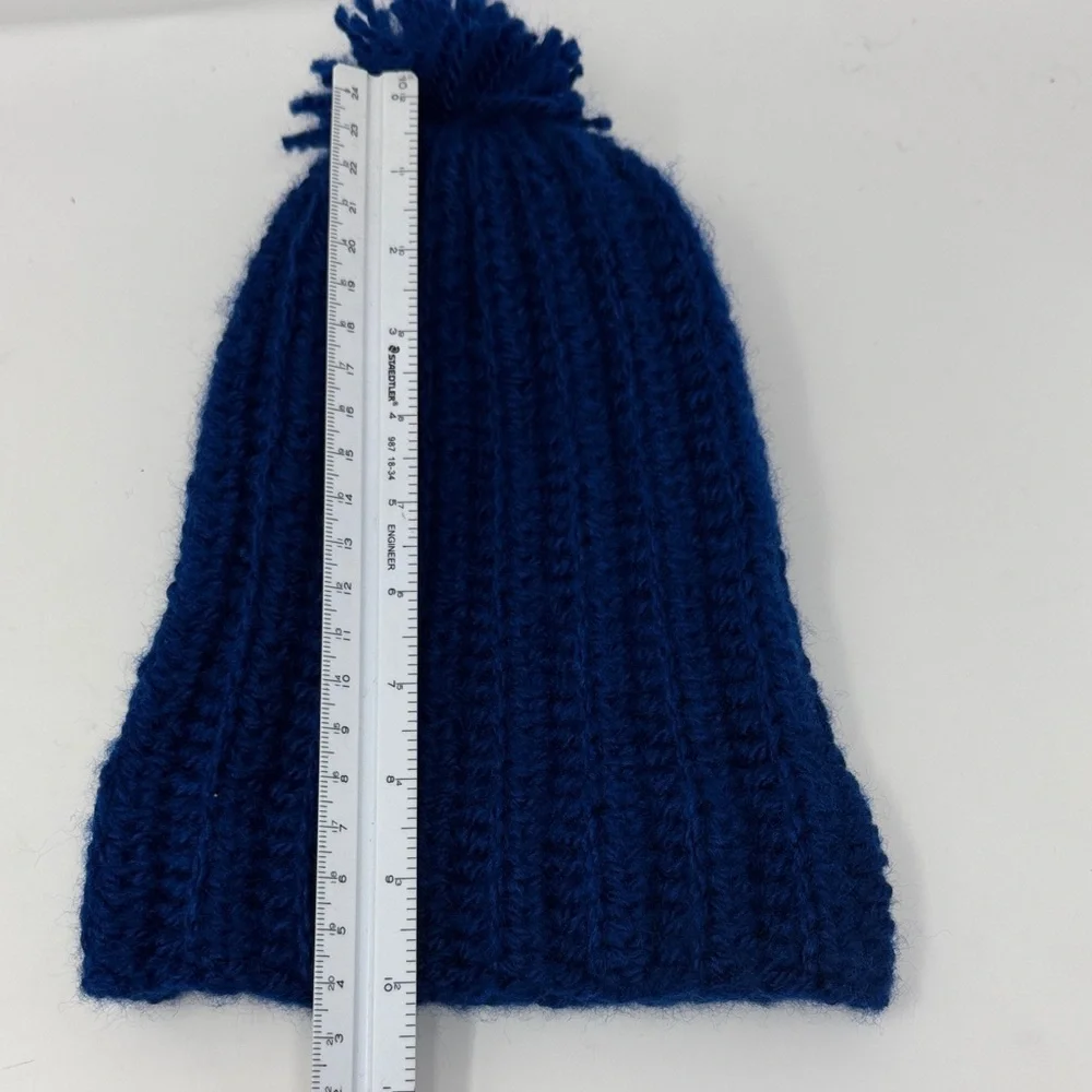 Cozy Blue Kids Pom-Pom Beanie